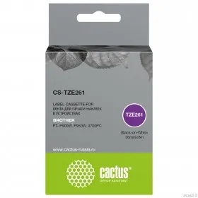 Картридж ленточный Cactus CS-TZE261 TZe-261 черный для Brother PT- P900W, P950W, 9700PC