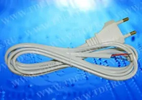 Шнур сетевой с вилкой (без разъема) Cabletech, 2*0, 5мм2, 220V/2, 5A, 1, 8 м, белый