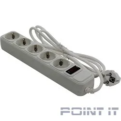 Exegate EX221174RUS Сетевой фильтр Exegate SP-5-1.8W (5 розеток, 1.8м, евровилка, белый)
