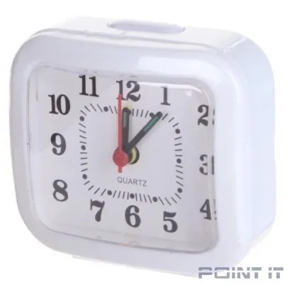 Perfeo Quartz часы-будильник "PF-TC-004", прямоугольные 8*7,5 см, белые