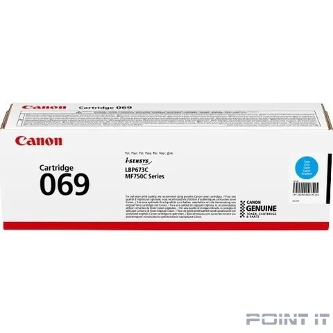 Canon Cartridge 069C 5093C002 тонер-картридж для MF752Cdw/MF754Cdw/LBP673Cdw 1900 стр. голубой