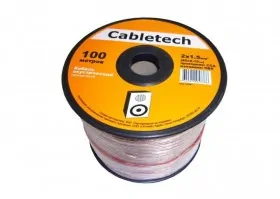 Кабель акустический Cabletech 2*1.5мм2 (85*0.15мм) CCA, 100м, пласт., прозрачный