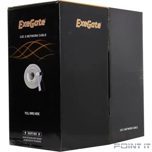 Exegate EX281813RUS Кабель Exegate UTP4-C6-CU-S23-IN-PVC-GY-305 UTP 4 пары кат.6 медь, 23AWG, бухта 305м, серый PVC