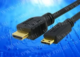 Шнур аудио-видео miniHDMI (штекер) - HDMI (штекер), золото (1,5 м) блистер (HDMI 1.3b), Netko