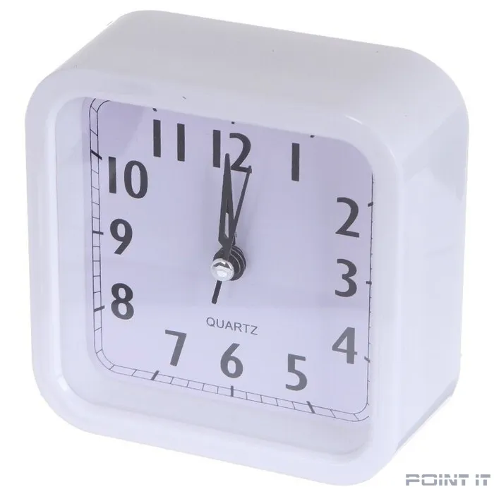 Perfeo Quartz часы-будильник "PF-TC-019", квадратные 10*10 см, белые