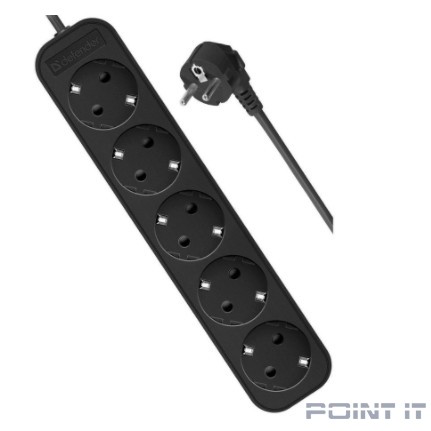 Defender Удлинитель M530 3.0 м, 5 розеток, черный [99330],с заземлением