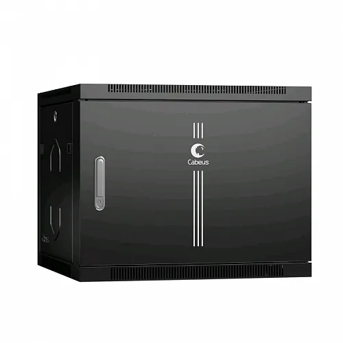 Шкаф телекоммуникационный настенный 19 9U 600x350x501mm (ШхГхВ) дверь металл, цвет черный (RAL 9004)