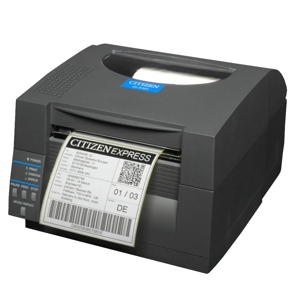 Принтер штрихкода (этикеток) Citizen CL-S521 Label Desktop/ термо/ 104 mm/ 203 dpi/ 100 mm/sec/ RS-232/ USB/ 2Y/ Grey