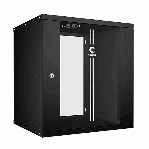 Cabeus WSC-05D-12U55/45-BK Шкаф телекоммуникационный настенный 19 12U, серия LIGHT разборный, дверь стекло, цвет черный