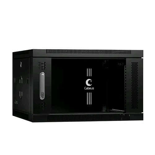 Шкаф телекоммуникационный настенный 19 6U 600x450x368mm (ШхГхВ) дверь стекло, цвет черный (RAL 9004)