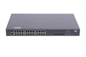 Управляемый коммутатор L2 POE GIGALINK 24 BASE-TX 10/1001000Mb/s POE, 4 1/10G SFP+, 1 Console. 1U 19&quot;, 220V, 400W
