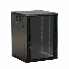 					Шкаф настенный 19-дюймовый (19), 27U, 1304x600х600мм, стеклянная дверь с перфорацией по бокам, ручка с замком, цвет черный (RAL 9004) (разобранный)				 