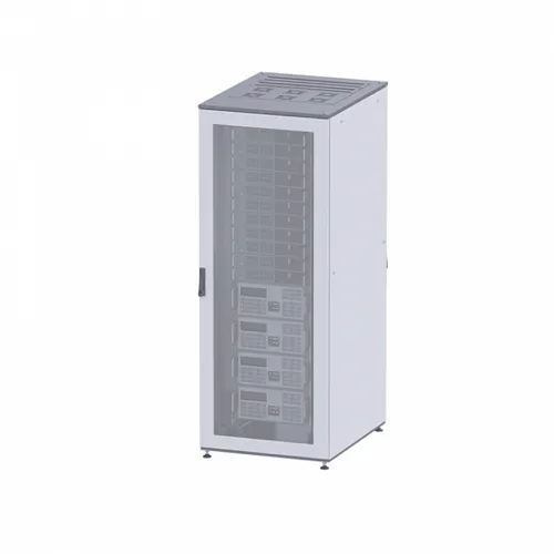 Напольный шкаф 24U 600х600 двери перфорированная/перфорированная,укомплектован вводом и заглушками RAL7011/7035
