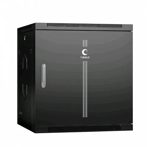 Шкаф телекоммуникационный настенный 19 12U 600x350x635mm (ШхГхВ) дверь металл, цвет черный (RAL 9004)