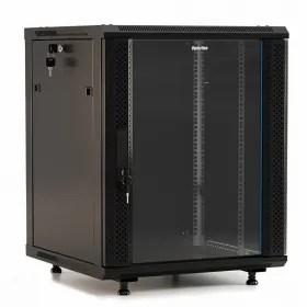  					Шкаф настенный 19-дюймовый (19), 18U, 908x600х600мм, стекл.дверь с перфор. по бокам, ручка с замком, с возможностью установки на ножки,9004,разобр				 