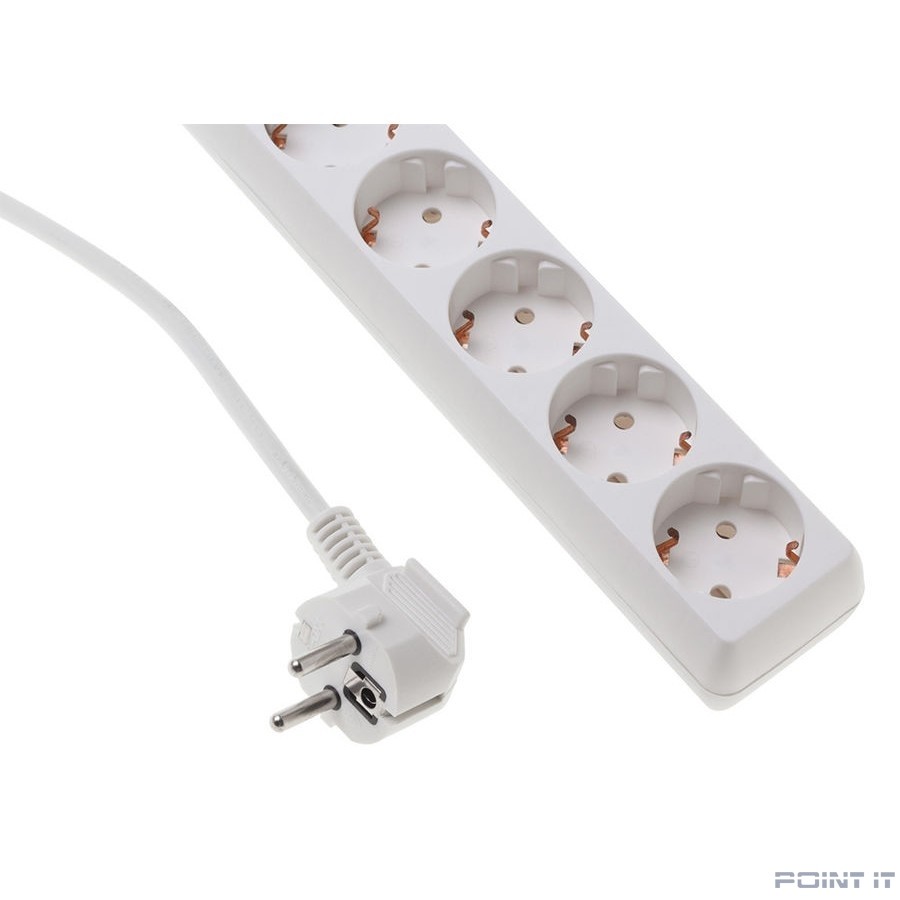 BURO Сетевой удлинитель 5 розеток, 1.5 метра (BU-PS5.1/W), белый (пакет ПЭ) {475296}