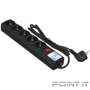 PowerCube Фильтр-удлинитель 1.9м, 5 розеток,10А (SPG5-С2), черный графит