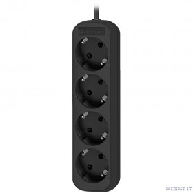 Defender Удлинитель M418 1.8 м, 4 розетки, черный [99325],с заземлением 