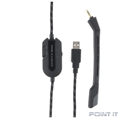 Gembird MHS-G700U, черн, мембрана 53мм, метал корпус, рег громкости, каб ткан 2.5м